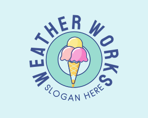 Cute Ice Cream Cone logo design