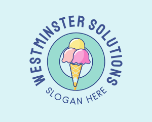 Cute Ice Cream Cone logo design