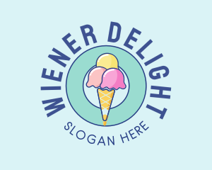 Cute Ice Cream Cone logo design