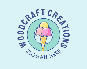 Cute Ice Cream Cone logo design