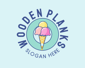 Cute Ice Cream Cone logo design