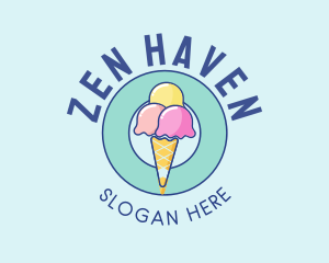 Cute Ice Cream Cone logo design