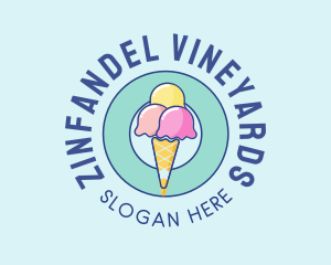 Cute Ice Cream Cone logo design