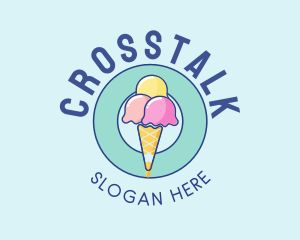 Cute Ice Cream Cone logo design