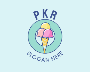 Cute Ice Cream Cone logo design