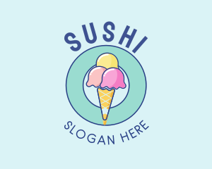 Cute Ice Cream Cone logo design