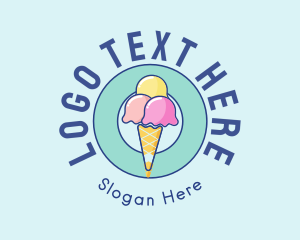 Cute Ice Cream Cone Logo