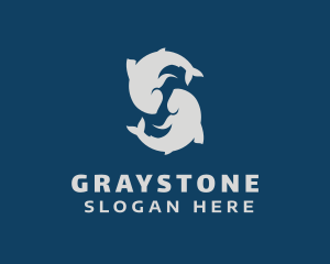 Gray - Gray Fish Swimming logo design