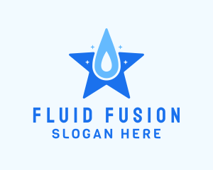 Star Cleaning Droplet logo design