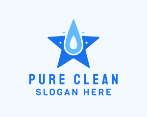 Star Cleaning Droplet logo design