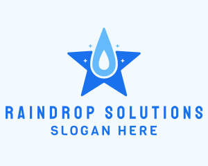 Raindrop - Star Cleaning Droplet logo design