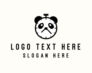 Black - Panda Stopwatch Clock logo design