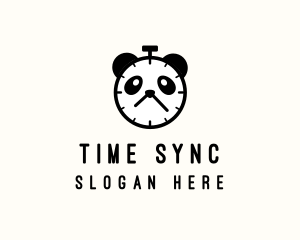 Panda Stopwatch Clock logo design