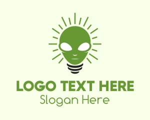 Extraterrestrial - Alien Light Bulb logo design