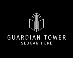 Hexagon Building Tower logo design