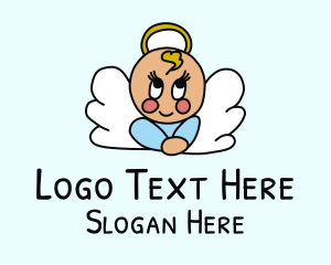 Angel - Cute Baby Angel logo design