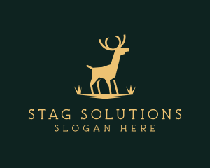 Stag - Gold Deer Antler logo design