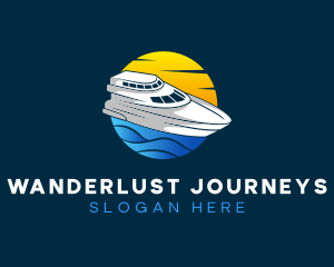 Travelling - Sunset Sea Yacht logo design