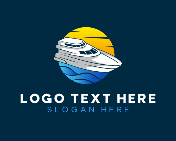 Travelling - Sunset Sea Yacht logo design