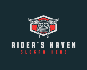 Motorcycle Helmet Wings logo design