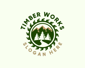Sawmill - Lumber Tree Sawmill logo design