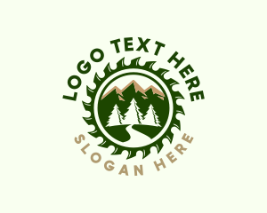Lumber Tree Sawmill Logo