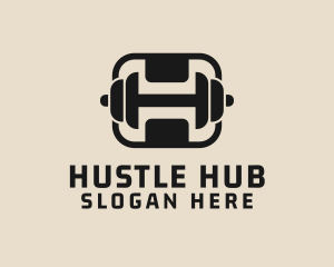 Gym Dumbbell Letter H logo design