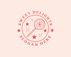 Treats - Lollipop Candy Sparkle logo design