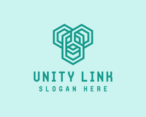 Geometric Link Hexagon logo design