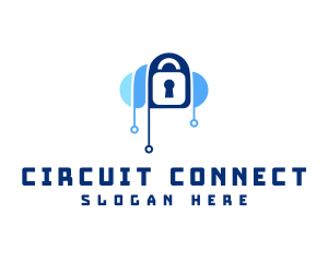 Circuit - Cloud Circuit Lock logo design