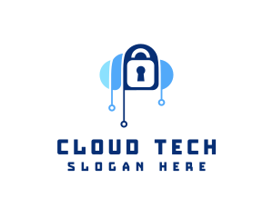 Cloud - Cloud Circuit Lock logo design
