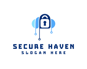 Privacy - Cloud Circuit Lock logo design