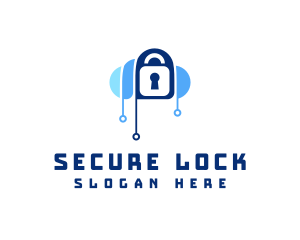 Lock - Cloud Circuit Lock logo design