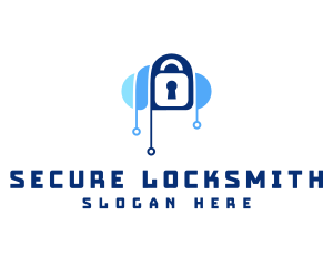 Locksmith - Cloud Circuit Lock logo design