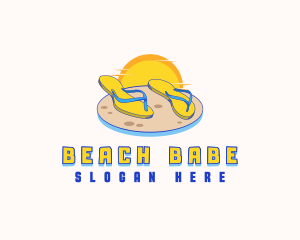 Tropical Beach Slippers logo design