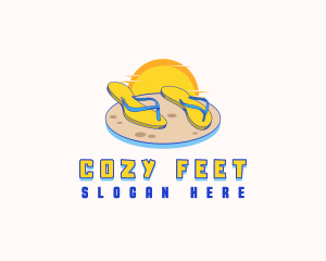 Slipper - Tropical Beach Slippers logo design