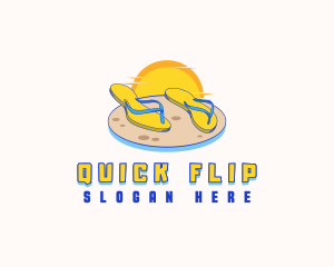 Tropical Beach Slippers logo design