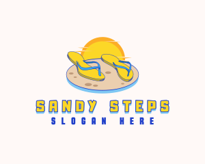 Tropical Beach Slippers logo design