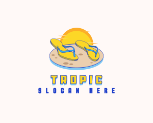 Tropical Beach Slippers logo design