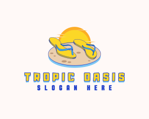 Tropical Beach Slippers logo design