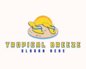 Tropical Beach Slippers logo design