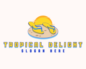 Tropical Beach Slippers logo design