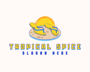 Tropical Beach Slippers logo design