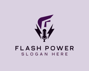 Flash Mic Media Podcaster logo design