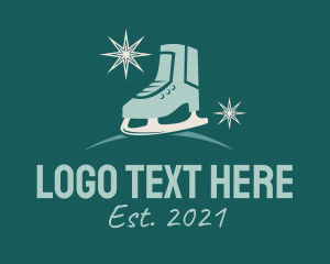 Ice Hockey - Christmas Ice Skating Shoe logo design