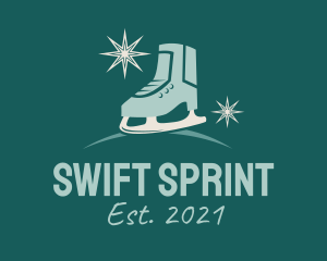 Christmas Ice Skating Shoe logo design