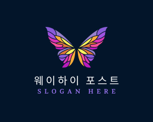 Butterfly Stained Glass Wing logo design