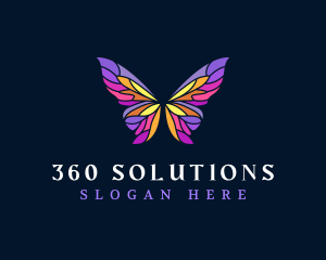 Butterfly Stained Glass Wing logo design