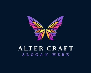 Butterfly Stained Glass Wing logo design