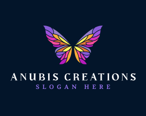 Butterfly Stained Glass Wing logo design